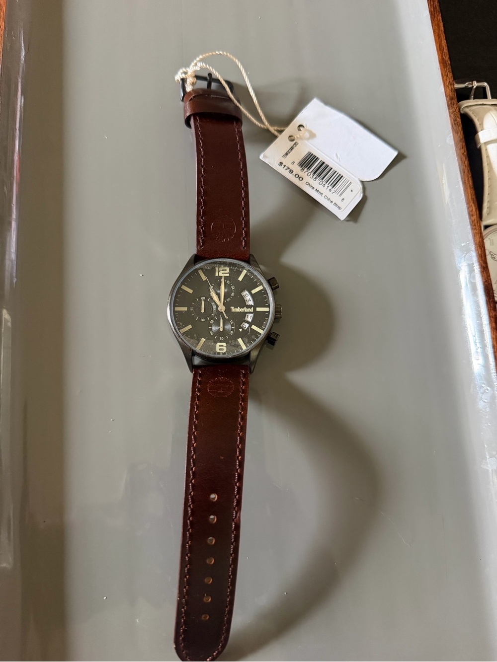 Timberland Brown Leather Strap Watch with Black Dial new $179